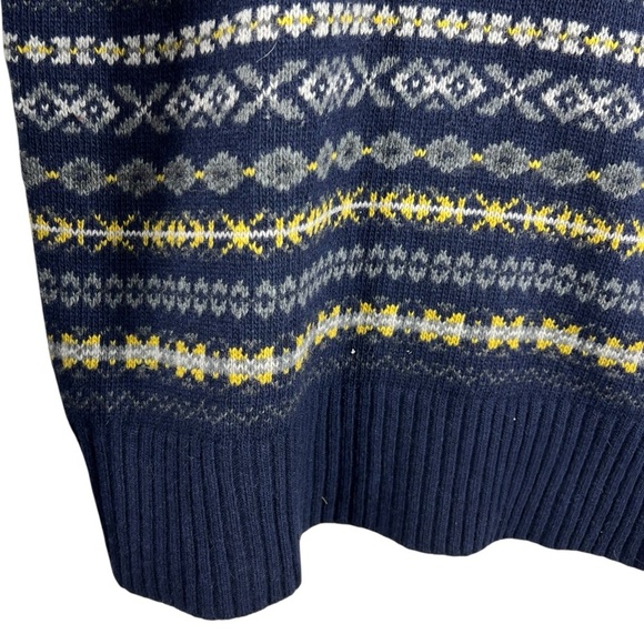 BANANA REPUBLIC Navy Fair Isle Merino Wool Blend Sweater Men's Size Medium - Picture 5 of 10